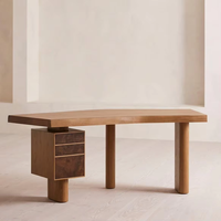 Bureau de direction moderne en bois de noyer avec tiroirs pour ordinateur, idéal pour l'écriture et l'étude