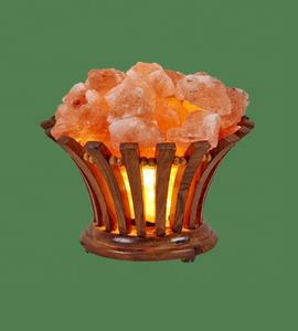 Lampe de sel décorative en bois naturel de l'Himalaya, Sian Enterprises, style Feng Shui sculpté, motifs floraux et nautiques, pyramide, pour la maison - Product Image 1