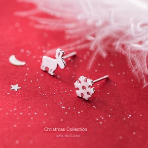 Nouvelle tendance Offre Spéciale 925 boucles d'oreilles en argent Sterling père noël arbre wapiti flocon de neige cloche bonhomme de neige série mignon accessoires pour femmes - Product Image 4