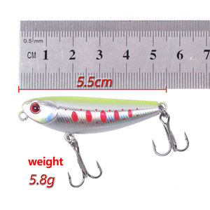 Señuelo de Pesca Tipo Lápiz, Superficie Macro, Plástico Duro, Mini, 5.5cm/5.8g, Flotante, con Cuentas Sonoras Integradas - Product Image 3