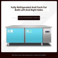 Lemari Pendingin Komersial 2 Pintu Stainless Steel dengan Meja Kerja, Kontrol Termostat Digital, Sistem Defrost Otomatis, R134a, 3 Bintang