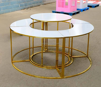 Muebles para Bodas, Mesa Redonda de 3 Niveles de Hierro Blanco para Exteriores, Hoteles y Parques, Soporte para Comida, Decoración para Pasteles y Postres, Fácil de Limpiar y Duradero