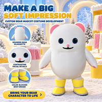 Costume de mascotte en peluche ours blanc personnalisé avec corps arrondi, costume de personnage taille adulte OEM/ODM