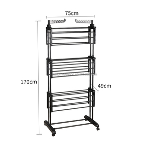 Sy 3-Tier Grijze Opvouwbare Kleding Toren Airer Metalen Staande Type Droogrek Met Multifunctioneel Opvouwbare Vleugels Ruimtebesparend Ontwerp - Product Image 3