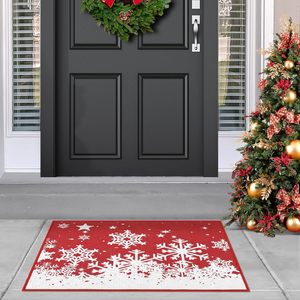 Nouvel arrivage Paillasson de Noël 20x32 pouces Paillasson Décoratif de Noël antidérapant Tapis de porte d'entrée Flocons de neige d'hiver pour l'intérieur - Product Image 6