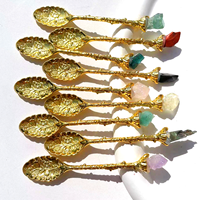Prix de gros 12cm améthyste mini grappe fleur cristal cuillère à thé pierre brute cristal cuillère à café