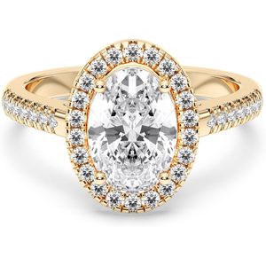 Keeva Jewels IGI แหวนเพชรสำหรับผู้หญิงได้รับการรับรองจากทองคำ2Ct วงรี0.50ct สำหรับผู้หญิงแหวนเพชรรัศมีวง0.50ct - Product Image 2