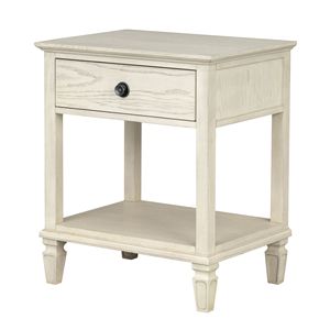 <b>Bedside</b> Table Antique Cream Finish With Drawer And <b>Shelf</b> For Bedroom - Product Image 5