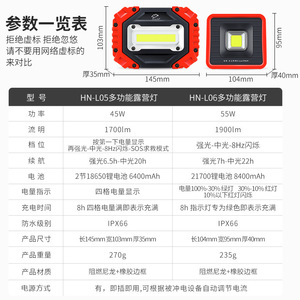 Lampe de camping Hannah L05 45W LED rechargeable, lampe d'urgence extérieure, étanche IPX66, lampe de tente - Product Image 1