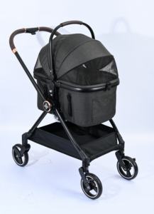 कुत्ते के लिए लिनन भंडारण टोकरी के साथ फोल्डेबल डिचेबल कुत्ते ट्रॉली का निर्माण, हल्के फ्रेंडली चार पहिया 25 किलोग्राम क्षमता - Product Image 3