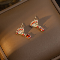 Parure Collier et Boucles d'Oreilles Clous en Cuivre et Zirconium pour Femme, Bijoux Minimalistes Plaqué Or de Qualité Supérieure