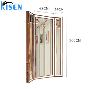 KISEN Stainless Steel Salon Display Cabinet Dressing <b>Table</b> And Storage Shelves Contemporary Large <b>Mirror</b> For Barber Shop Use - Product Image 6