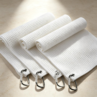 Serviette de golf personnalisée en microfibre à séchage rapide avec logo brodé et imprimé, avec œillet et crochet