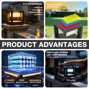 Lampada <span class=keywords><strong>Solare</strong></span> <span class=keywords><strong>LED</strong></span> da Giardino in Alluminio IP65 Impermeabile per Cancello, Recinzione, Porta, Pilastro - Product Image 3