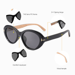 Gafas de Sol Conchen Cat Eye, Montura Ovalada Negra, UV400, Protección Solar para Mujer, Moda, Viajes, Conducción, Lentes TAC, Montura de PC - Product Image 5