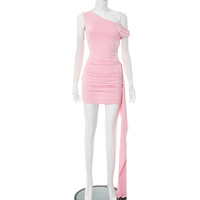 GX0130 Nouvelle Collection Été 2025 – Robe Mini Sexy Sans Manches à Col Asymétrique pour Femme – Élégante Robe de Soirée
