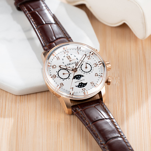 <span class=keywords><strong>OBLVLO</strong></span>, reloj de pulsera automático clásico multifuncional para hombre, calendario de fase lunar, reloj mecánico con correa de cuero resistente al agua, - Product Image 2