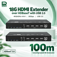 Extender KVM 4K UHD HD-MI HDBaseT3.0 100M Video Tanpa Kompresi 24V PoC Dua Arah Hanya Membutuhkan Satu Adaptor Daya