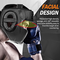 Casque de boxe à couverture intégrale, rembourrage épais, cuir PU, protection intégrale du visage, Muay Thai, Sanda, MMA, pour adultes et enfants, unisexe, OEM, fermeture à boucle