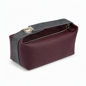 Pochette de maquillage imperméable en cuir PU marron, texture <span class=keywords><strong>Crazy</strong></span> Horse, avec sangle grise et fermoir en laiton, organiseur de voyage - Product Image 1