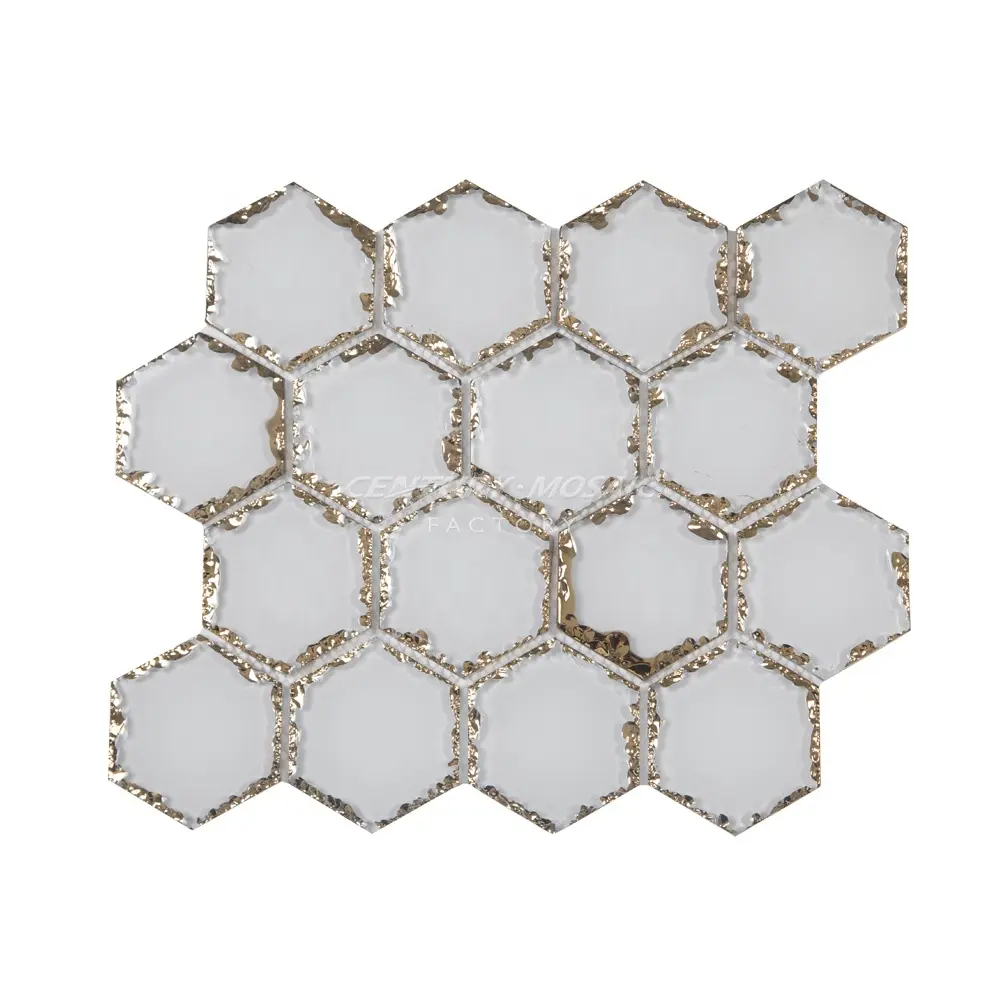 Jahrhundert Mosaik Gebrochen Kanten Silber Glas Hexagon Mosaik Fliesen