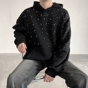 Sweat à capuche vintage en gros d'usine avec strass, techniques de broderie délavée à l'acide, imprimé à l'écran, mode homme - Product Image 1