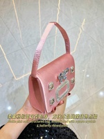 Tas Malam Wanita 3D Motif Kupu-kupu Berkilau Clutch Kristal Dompet Rantai Selempang Pesta Pernikahan Tas Tangan Mini Kulit PU Mengkilap