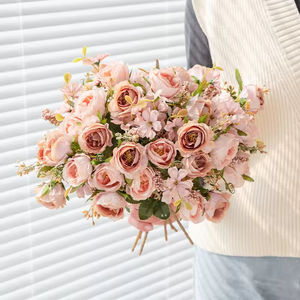 Petite Composition Florale Artificielle en Soie Rose Grenade, Ornement Floral Bionique, Bouquet de Bambou, Planche à Découper Décorative - Product Image 4