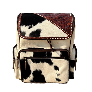 Mochila de Cuero con Pelo de Vaca Auténtico Hecha a Mano, Mochila Unisex de Piel de Vacuno, Proveedor de Personalización de Marca - Product Image 1