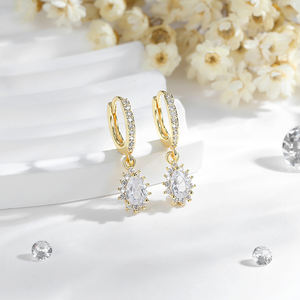 2025ใหม่เครื่องประดับแฟชั่นคุณภาพสูง Hengxuan ต่างหูเพทาย14K สีไม่ซีดจางขายส่งสำหรับผู้หญิง - Product Image 2