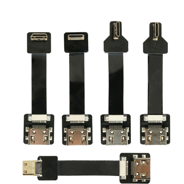 Flat ultra Thin 90 Degree UP/Down Right Angle Mini HDM Male to HDM Female Ribbon Cable Flexible Cord