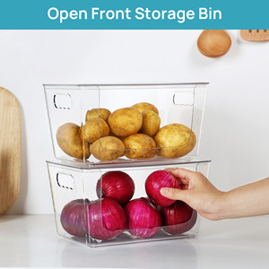 Bliss Bins Modern <strong>Clear</strong> <strong>Rectangular</strong> Storage <strong>Containers</strong> Open Front Lids Stackable PET Plastic Eco-Friendly Durable Kitchen Food - Product Image 3