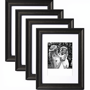 ชุดกรอบรูป 4 ชิ้น ขนาด 9x12 นิ้ว ขอบสีดำด้าน กว้าง 1.4 นิ้ว กระจกนิรภัยกันแตก ป้องกันรังสียูวี 2 สี ติดผนังหรือวางบนโต๊ะได้ - Product Image 1