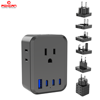FOXCAN Nouvel adaptateur universel de charge rapide PD45W QC3.0 avec 1 port USB-A et 3 ports USB-C, facile à transporter et idéal pour les voyages internationaux