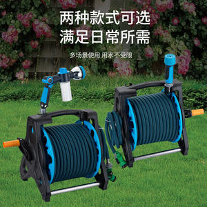 Carrete para manguera de jardín con pistola pulverizadora, sistema de riego enrollable de PVC de 50 pies para patio, césped y lavado de coches - Product Image 3