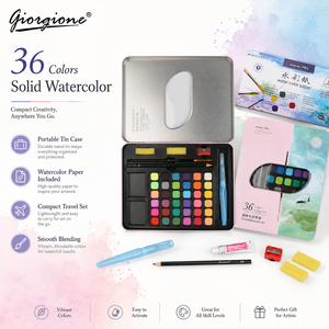 Ensemble de peinture à l'<span class=keywords><strong>aquarelle</strong></span> pour artistes Giorgione, 36 couleurs, palette de voyage compacte avec pinceau, papier, fournitures de <span class=keywords><strong>dessin</strong></span> - Product Image 1
