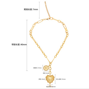 Collar con colgante <span class=keywords><strong>de</strong></span> sol y corazón <span class=keywords><strong>de</strong></span> amor, cadena <span class=keywords><strong>de</strong></span> eslabones chapada en oro, <span class=keywords><strong>de</strong></span> fábrica 21Y - Product Image 3