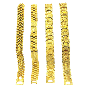 Vòng tay dây đồng hồ mạ vàng 24k cao cấp, thiết kế rộng, cá nhân hóa, quà cưới sang trọng dành cho nam - Product Image 4