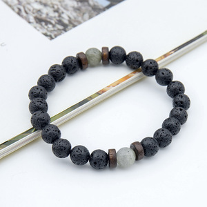 2024 nuovo braccialetto di perline da <span class=keywords><strong>uomo</strong></span> in pietra vulcanica con personalità di moda semplice tendenza gioielli in pietra naturale all'ingrosso - Product Image 4