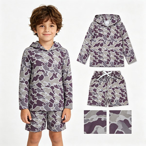 Không áp thuế - Liên hệ với chúng tôi - BLS0039 - Bộ đồ đôi anh em họ - Áo hoodie màu xám nâu rằn ri tay dài, quần short - Quần áo trẻ em thời trang - Product Image 1