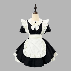 Japanese Style Maid Costume Black White Apron Puff Sleeve Cosplay Dress For Anime Role Play Spring 2026 - Product Image 1