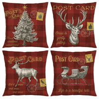 Sarung Bantal Natal Modern Selebriti Grosir 100% Poliester dengan Ritsleting, Set Dekorasi Sofa Rumah, Pola Baru