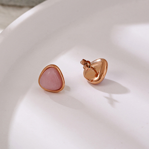<span class=keywords><strong>COOL</strong></span> Jewelry Anillo natural de piedra azul zafiro de cuarzo rosa de acero inoxidable chapado en oro de 18 quilates para mujer - Product Image 4
