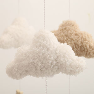 Móvil para Bebé con Diseño <span class=keywords><strong>de</strong></span> Nubes y Luna, Estilo Boho Neutral, Decoración para Cuarto <span class=keywords><strong>de</strong></span> Bebé, Móvil <span class=keywords><strong>de</strong></span> Tela Bouclé - Product Image 3