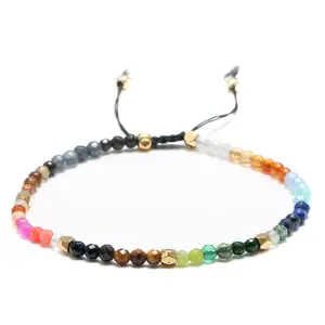 vòng đeo tay 7 người Suppliers-NUORO 2021 Fashion Creative 3MM Color Seven Chakra Stretch Woven Agate Couple Men's Party Beaded Stone Bracelet