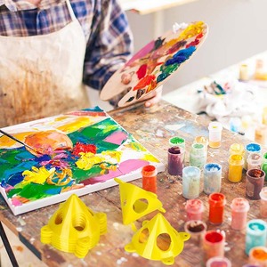 LISI Rehausseurs de porte d'armoire en <span class=keywords><strong>toile</strong></span> cône jaune Support acrylique époxy peint Support de pyramide de <span class=keywords><strong>peintre</strong></span> Cadre Art Supply - Product Image 6