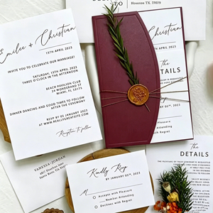 Paquete de Invitaciones de Boda al por Mayor, Juego Completo con Sobres, Tarjetas RSVP, Tarjetas de Itinerario, Sello Dorado, Papel de Tamaño Personalizado, Entrega Rápida de Muestras - Product Image 2