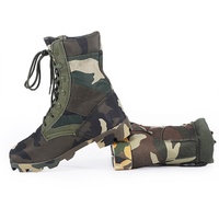 Bottes tactiques personnalisées en camouflage woodland imperméable, fabriquées aux États-Unis, avec semelle en caoutchouc Panama, bottes de sécurité en cuir