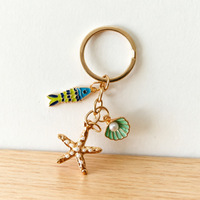 2026 Ensemble d'accessoires en alliage sur le thème de l'océan (petits poissons, étoiles de mer, coquillages) style vacances : pendentif de sac à dos, breloque de téléphone, porte-clés