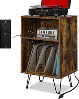Support de lecteur en bois ancien, organisateur de stockage de disques vinyle support de plateau tournant en bois support de Table de lecteur de disques vinyle